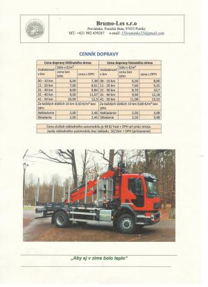 cenník dopravy podľa vzdialenosti